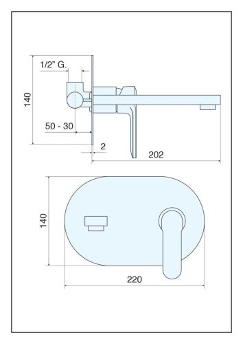 Смеситель для раковины Emmevi Nefer 77055/CR встраиваемый в стену хром - фото 2