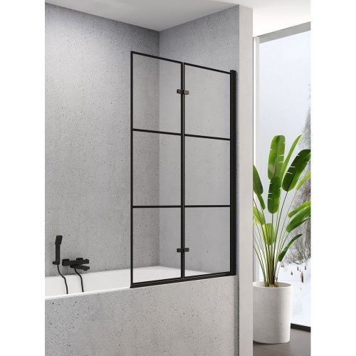 Душевая шторка на ванну New Trendy SUPERIA Black P-0055 100х150 стекло прозрачное профиль черный ориентация правая - фото 2