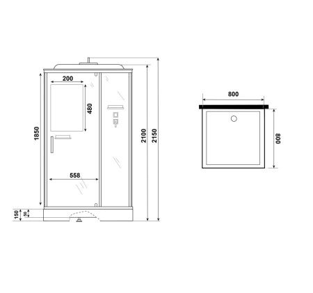 Душевая кабина Niagara Standart ST80/15Q 80х80 квадратная с крышей ориентация универсальная