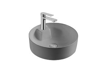 Раковина из сантехнического фарфора Aquatek ЕВРОПА AQ5212-MG 40х40 накладная цвет серый 1 отверстие под смеситель