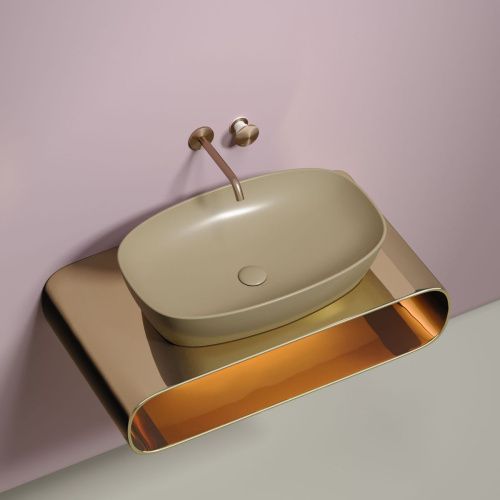 Раковина из сантехнического фарфора Ceramica Nova ELEMENT CN6049MC 60х40 накладная цвет коричневый без отверстий под смеситель - фото 2