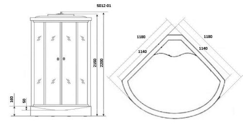 Душевая кабина Niagara Ultra 50120134 120х120 четверть круга с крышей ориентация универсальная - фото 2