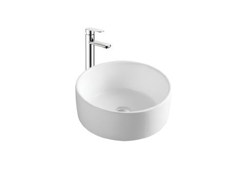 Раковина из сантехнического фарфора Aquatek AQ5118-MW 40х40 накладная цвет белый без отверстий под смеситель