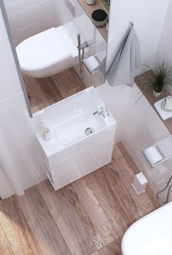 Тумба с раковиной 1MarKa Stretto У94716 50х20 подвесная цвет белый - фото 5