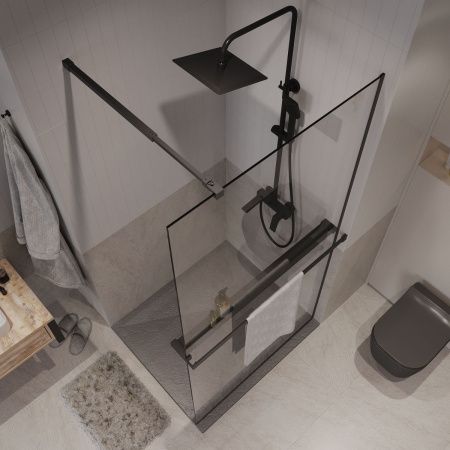 Душевая перегородка Niagara Nova NG-670-12ВLACK 120х195 стекло прозрачное профиль черный