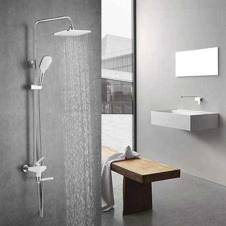 Душевая стойка Shevanik S8036F настенная цвет белый