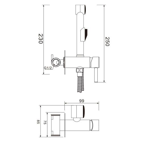 Гигиенический душ со смесителем WesnaArt Eko EKO05-410Black черный - фото 2