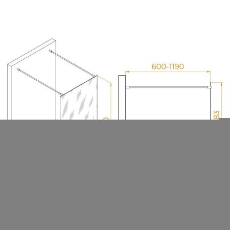 Душевая перегородка RGW Walk In 35101610-14 100х195 стекло прозрачное профиль черный