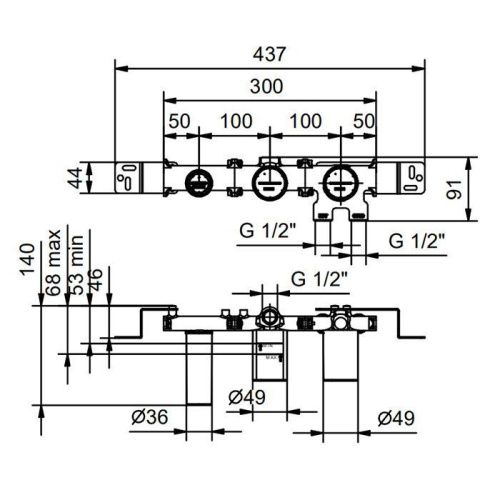 Внутренняя часть смесителя для душа, переключатель на 2 источника Fantini Mint 44 00 R084A - фото 2