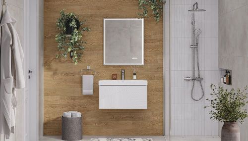 Тумба под раковину Velvex EDGE tp.EDG.9696.70.1Y белый глянец 70х40 подвесная цвет серый - фото 5