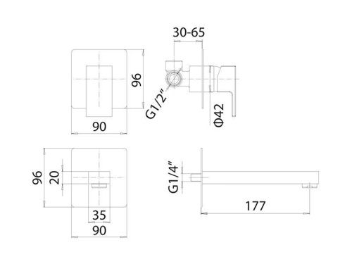 Смеситель для раковины Mamoli Feel 48470000D12K настенный черный - фото 2