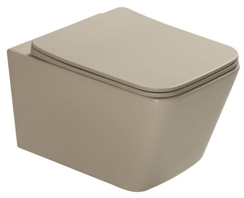 Унитаз подвесной SantiLine SL-5007BG цвет бежевый с сиденьем микролифт безободковый смыв воронка-водоворот - фото 4