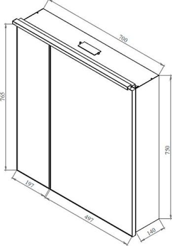 Зеркало-шкаф De Aqua Алюминиум 261758 70х80 подвесной - фото 2