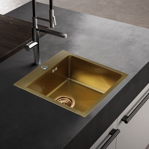 Кухонная мойка Melana ProfLine D5050HG золото 50х50 цвет золото поверхность полированная - фото 2