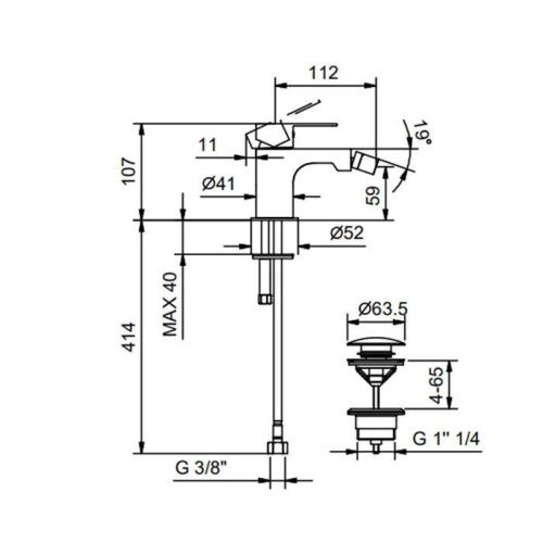 Смеситель Fantini Myo 61 02 V608F на биде хром - фото 2