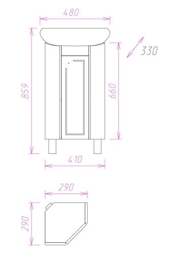 Тумба под раковину Onika Малютка 103301 40х30 напольная цвет белый - фото 3