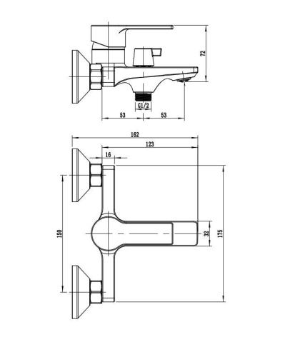 Смеситель для ванны Rush Madeira MA3245-44 настенный хром - фото 2