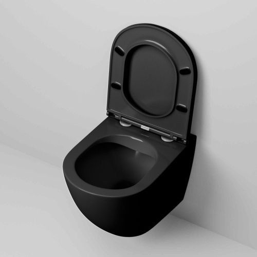 Унитаз подвесной Grossman GR-4457BMS черный с сиденьем микролифт безободковый каскадный смыв - фото 4