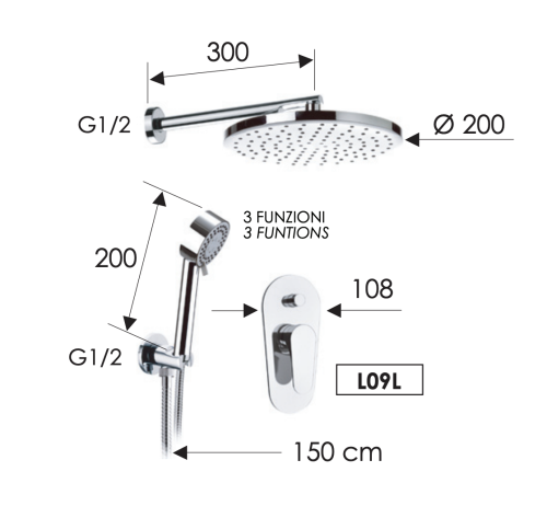 Душевая система Remer Class Line L09S02 встраиваемая в стену цвет хром - фото 2