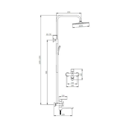 Душевая стойка Splenka S222.24.09 настенная цвет серый - фото 3