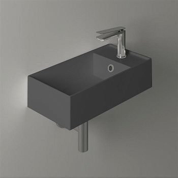 Раковина из сантехнического фаянса Simas Agile AG50 antracite matt*1 50х30 подвесная цвет черный 1 отверстие под смеситель