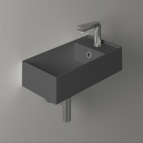 Раковина из сантехнического фаянса Simas Agile AG50 antracite matt*1 50х30 подвесная цвет черный 1 отверстие под смеситель