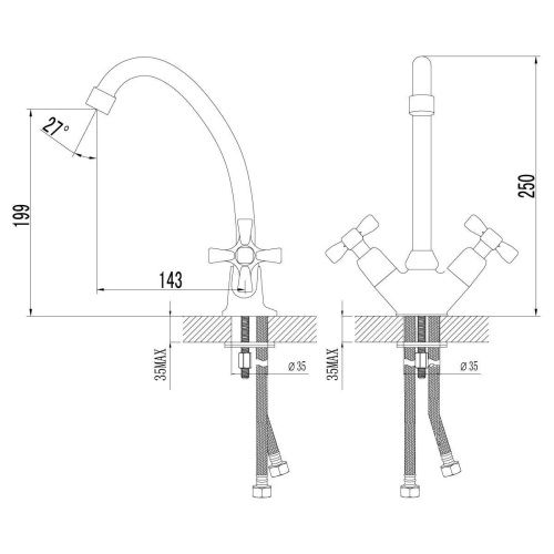 Смеситель для кухни LeMark Benefit LM2504C на мойку хром - фото 2