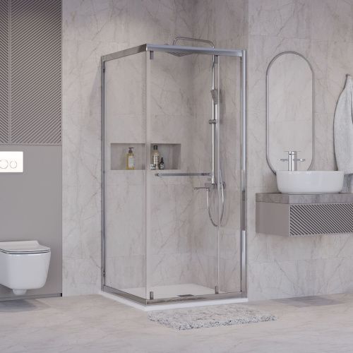 Душевой уголок Niagara Nova NG-6635-34 100х100 стекло прозрачное профиль хром без поддона - фото 3