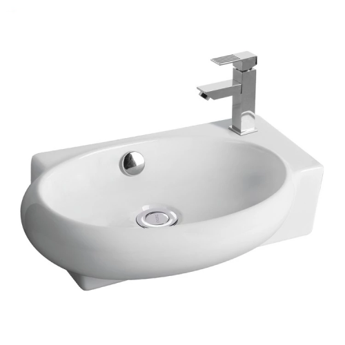 Раковина из сантехнического фаянса CeramaLux 9100L 40х30 подвесная цвет белый 1 отверстие под смеситель - фото 4