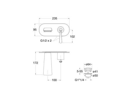 Внешняя часть смесителя для раковины Cristina BO25651