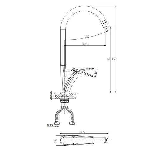Смеситель для кухни Rush Nevis NE1735-22black на мойку черный - фото 2