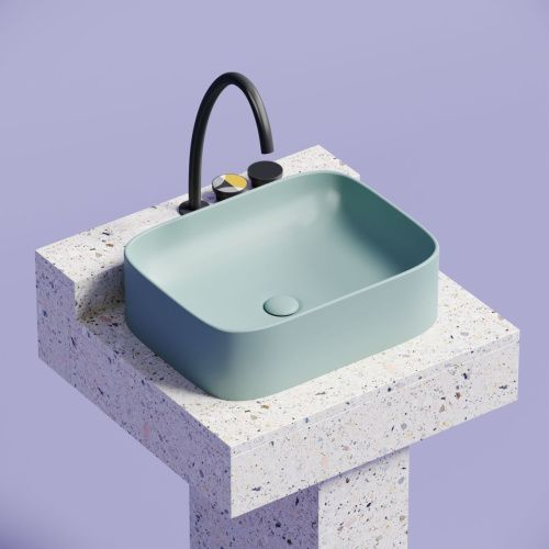 Раковина из сантехнического фарфора Ceramica Nova ELEMENT CN6052MLG 50х40 накладная цвет зеленый без отверстий под смеситель - фото 5