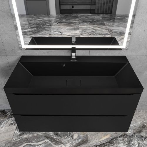 Раковина из искусственного камня Uperwood Classic New RClassicNew100bg 100х50 полувстраиваемая цвет черный - фото 3