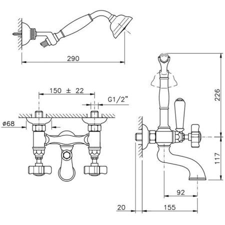 Смеситель для ванны Nicolazzi Half Dome 1402CR70 настенный хром