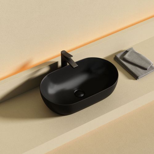 Раковина из сантехнического фарфора Ceramica Nova TWIST CN12001MB 50х30 накладная цвет черный - фото 3