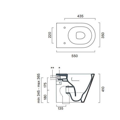 Чаша унитаза приставная Catalano Zero 114550001 цвет белый без сиденья безободковая смыв торнадо - фото 2