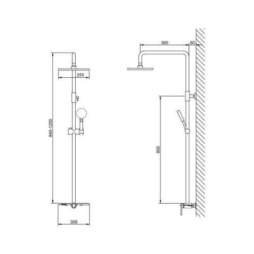 Душевая стойка Bronze de Luxe 80112CG настенная цвет золото - фото 3