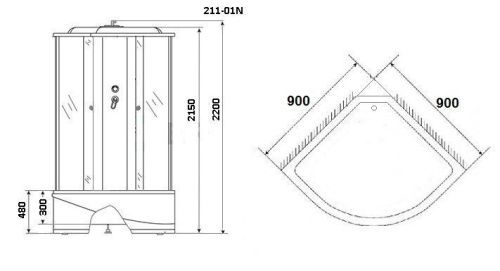 Душевая кабина Niagara Ultra 2110134N 90х90 четверть круга с крышей ориентация универсальная - фото 2