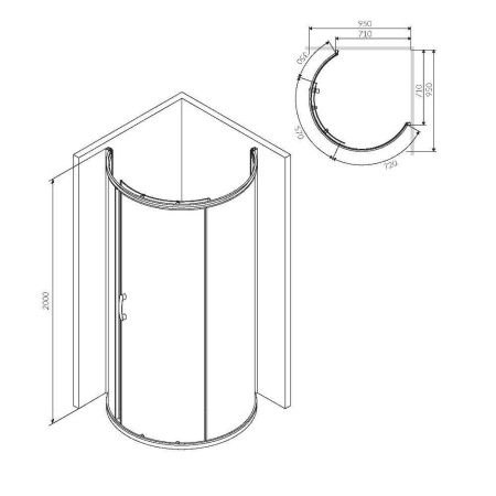 Душевой уголок Am.Pm Like W83UG-333-095CG 95х95 стекло тонированное профиль хром без поддона