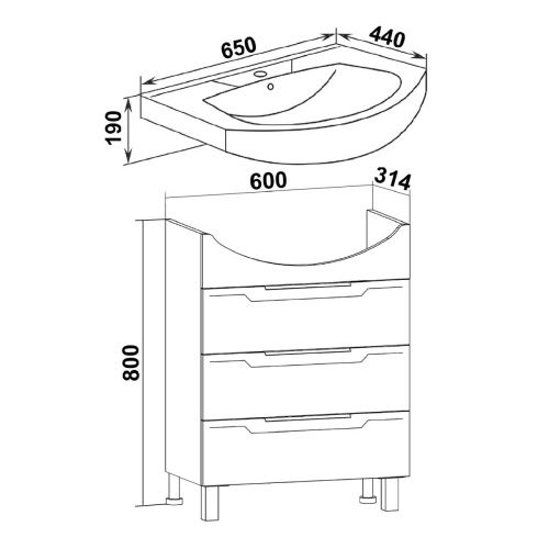 Тумба под раковину Runo Верона 00000001145 60х30 напольная цвет белый - фото 4