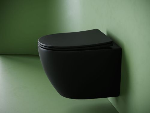 Унитаз подвесной Ceramica Nova UNO CN11001TMB черный с сиденьем микролифт смыв торнадо - фото 4