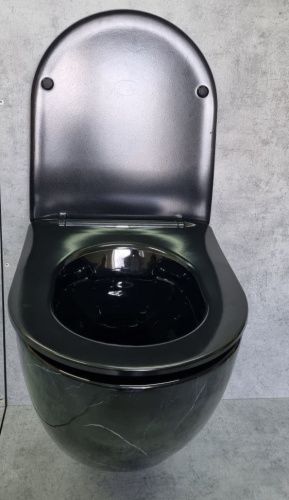 Унитаз подвесной CeramaLux 2212BM черный с сиденьем микролифт каскадный смыв - фото 5