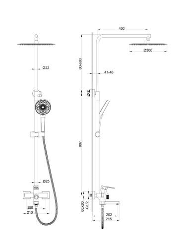 Душевая стойка Wonzon & Woghand Frame WW-88739010-CR настенная цвет хром - фото 2