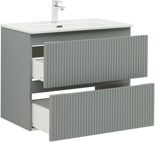 Тумба под раковину Aquanet Джейн (Flat) 00335434 80х50 подвесная цвет серый - фото 4