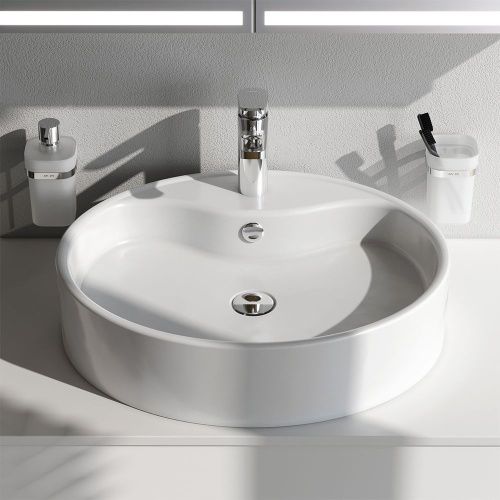 Раковина из сантехнического фарфора Am.Pm Func M8FWCC20561WG 60х50 накладная цвет белый 1 отверстие под смеситель - фото 3