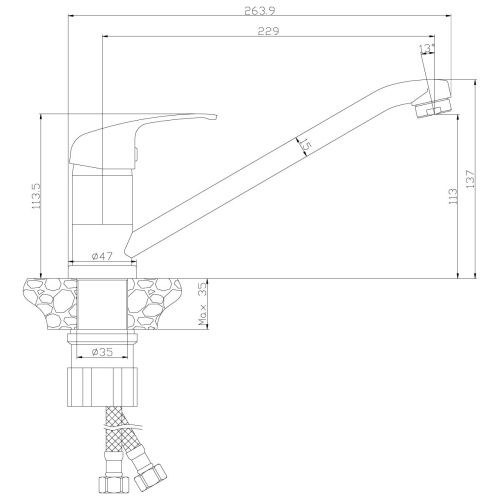 Смеситель для кухни Rossinka Y Y35-21U на мойку хром - фото 2