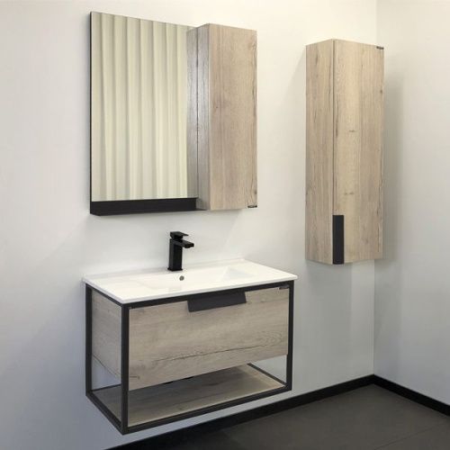 Тумба с раковиной Comforty Бонн 00-00008475CF 80х50 подвесная цвет серый - фото 5