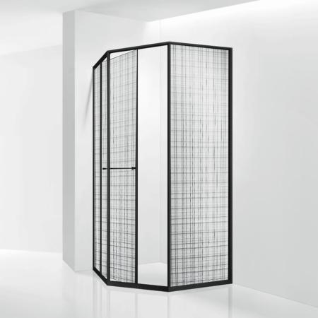 Душевой уголок RGW 33328200-244R 100х100 стекло с рисунком профиль черный без поддона