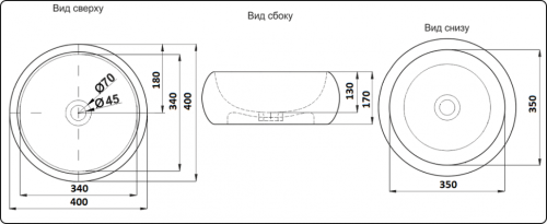 Раковина из сантехнического фаянса CeramaLux C1062 40х40 накладная цвет хром без отверстий под смеситель - фото 2