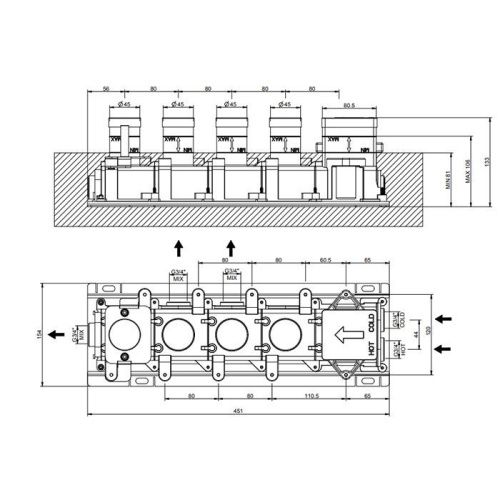 Встраиваемые части для термостатического смесителя Gessi Hi-Fi 63013#031 - фото 2
